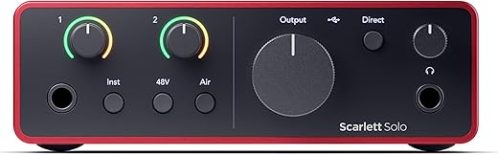 Focusrite Scarlett Solo 4th Gen USB Audio Interface, for the Guitarist, Vocalist, or Producer — High-Fidelity, Studio Quality Recording, and...