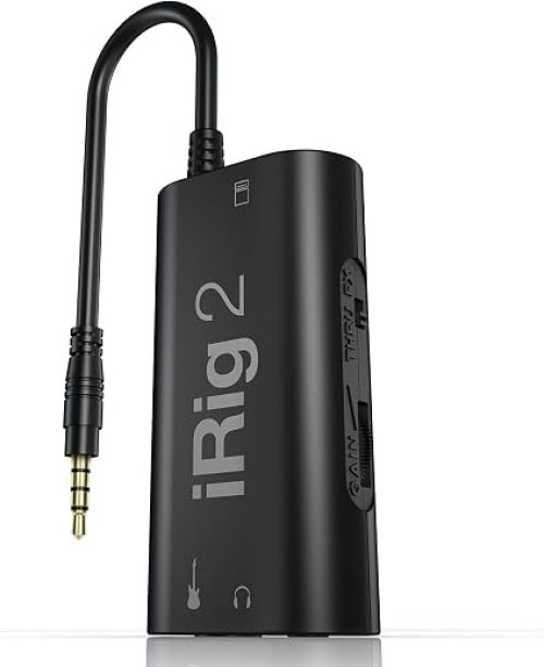 IK Multimedia iRig 2 portable guitar audio interface, lightweight audio adapter for iPhone and iPad with instrument input and headphone/amplfier...