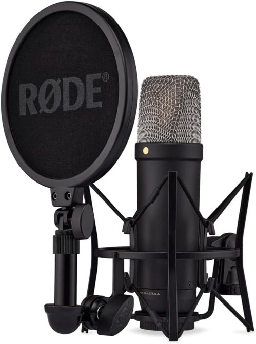 RØDE NT1 5th Generation Large-diaphragm Studio Condenser Microphone with XLR and USB Outputs, Shock Mount and Pop Filter for Music...